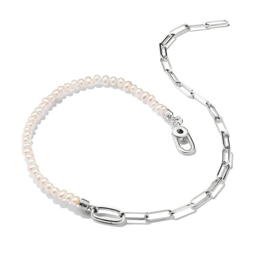 Thomas Sabo C1211 Charm-Kette Paperclip und Perlen mit Connect Link Silber Halskette