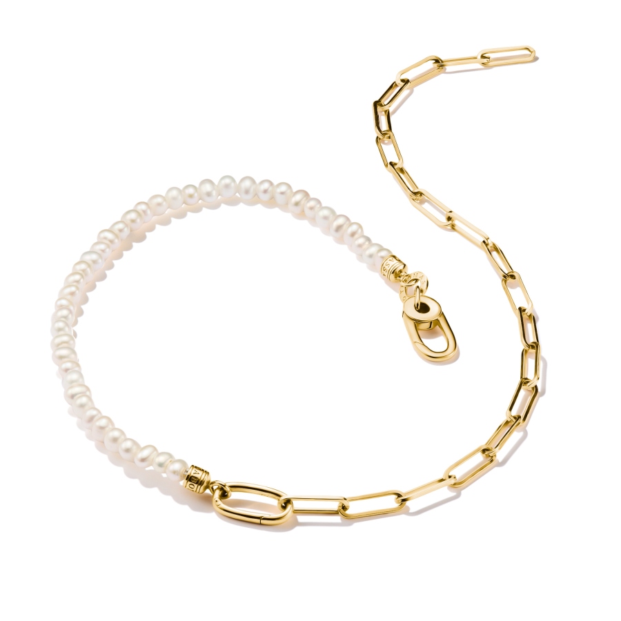 Thomas Sabo C1211 Charm-Kette Paperclip und Perlen mit Connect Link Silber Halskette