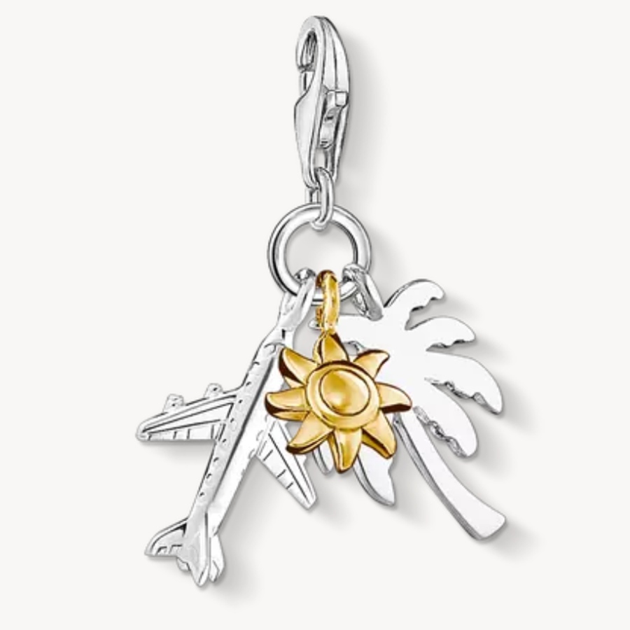 THOMAS SABO Silver Two Colour Palm Tree Sun Plane Charm 1430-413-21
