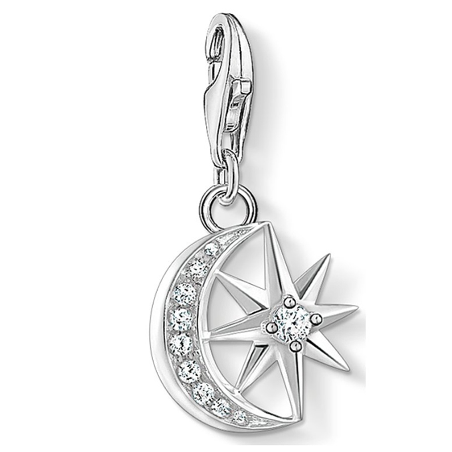THOMAS SABO Women's Silver Clear & Pink Cubic Zirconia Cocktail Charm 1802-013-27