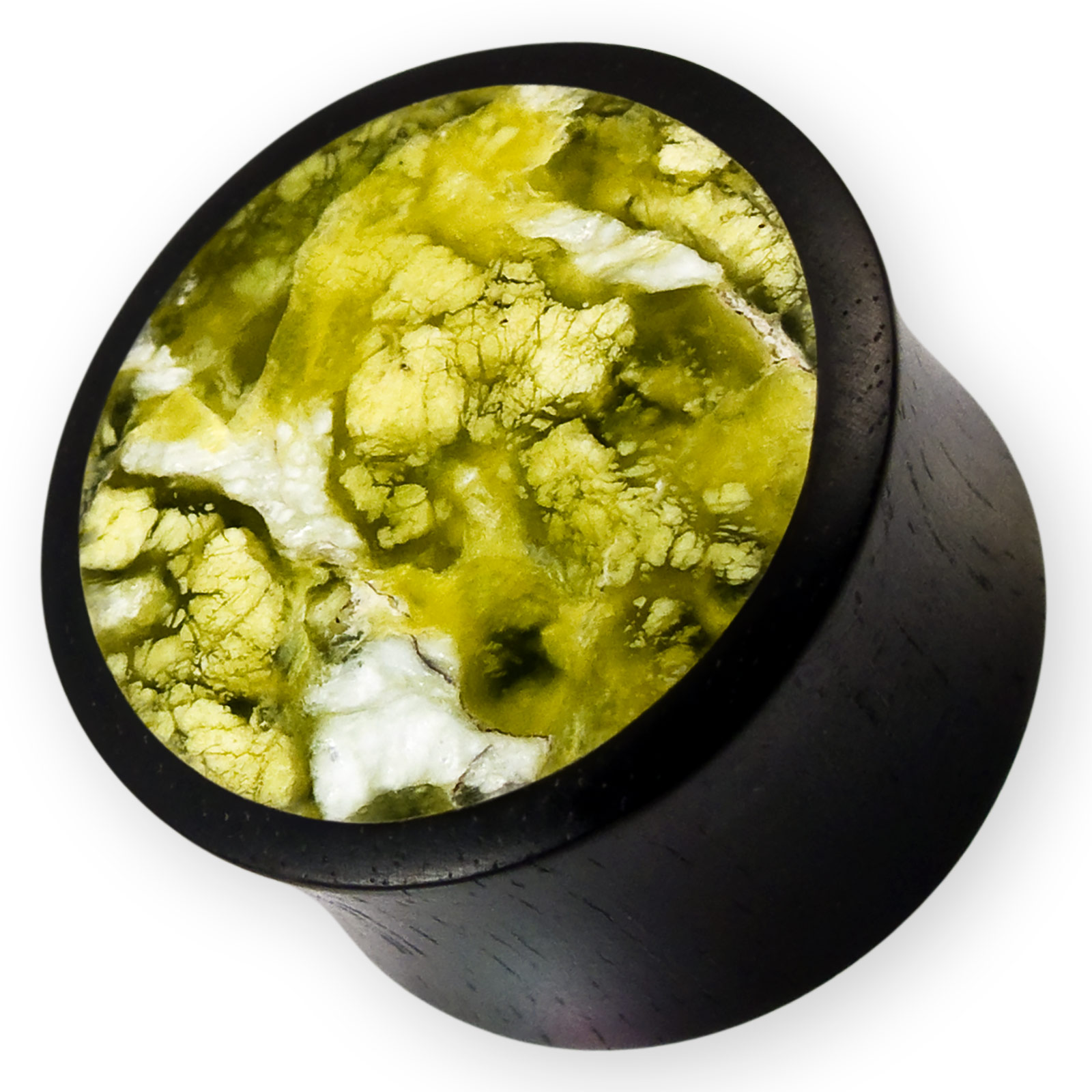 Fly Style - Arangholz Ohr Tunnel Flesh Plug mit Lizardit Stein Inlay