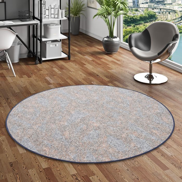 Memory - Tapis à boucles rond - Gris Bleu Moucheté