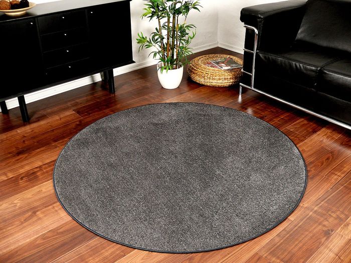 Edel Velours Teppich Pearl Anthrazit Rund