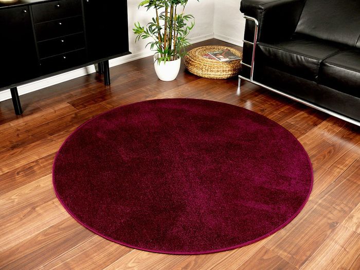 Edel Velours Teppich Pearl Burgund Rund