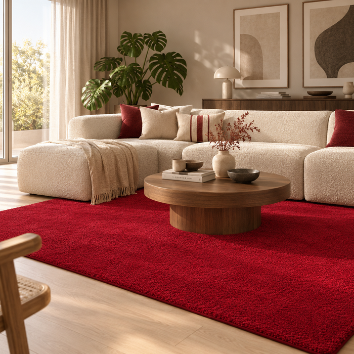 Palace - Tapis Shaggy à poils longs - rouge sombre