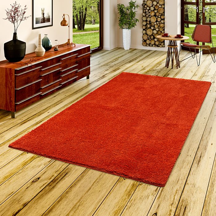 Palace - Tapis Shaggy à poils longs - Terre cuite rouille