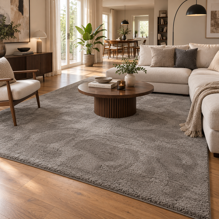 Hochflor Shaggy Teppich Palace Grau