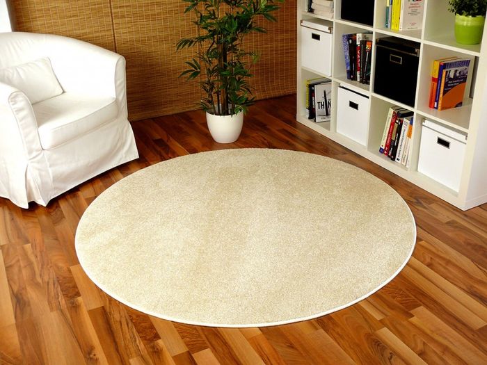 Hochflor Velours Teppich Triumph Creme Rund in 7 Größen