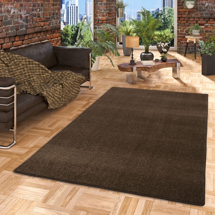 Hochflor Velours Teppich Triumph Dunkelbraun