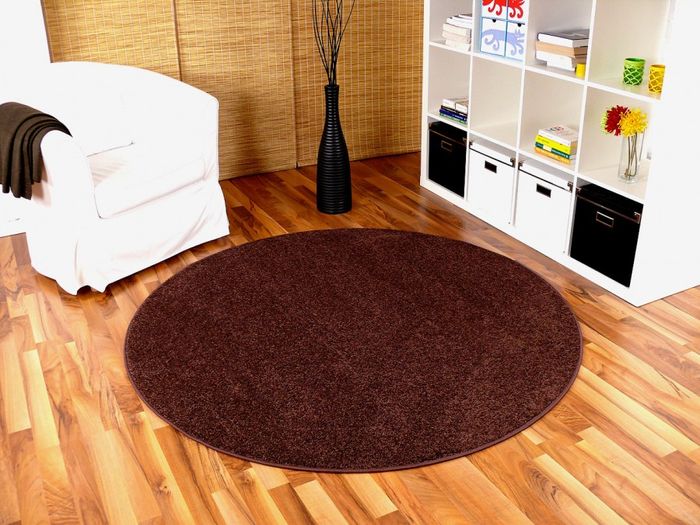 Hochflor Velours Teppich Triumph Schoko Rund in 7 Größen
