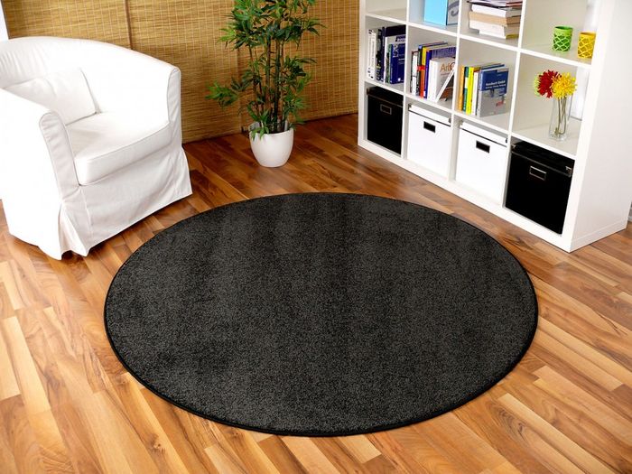 Hochflor Velours Teppich Triumph Anthrazit Rund in 7 Größen