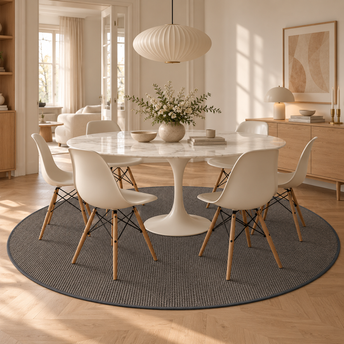 Sisal Natur Teppich Dekowe Anthrazit Rund