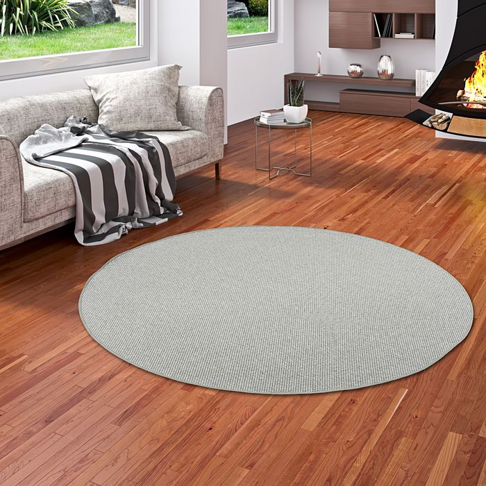 Teppich Bentzon Flachgewebe Silber Rund