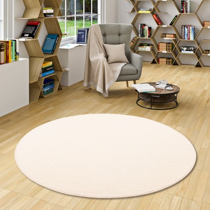 Berber- Tapis Naturel Rond - laine - blanc écru