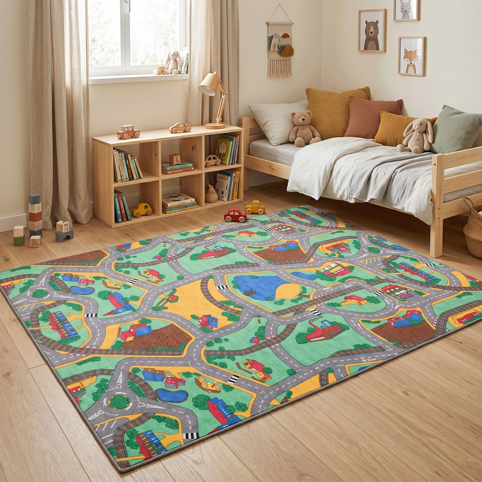 Tapis enfant route vert
