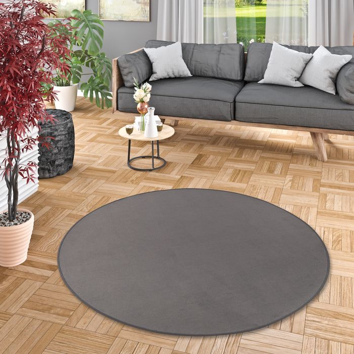 Carla - Basic Velours Tapis - Anthracite - Rond