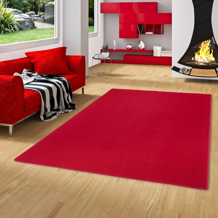 Basic Velours Teppich Carla Weinrot