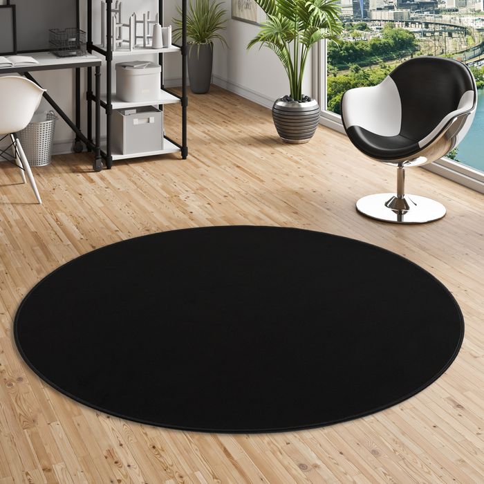Carla - Tapis Basic Velours - Noir - Rond