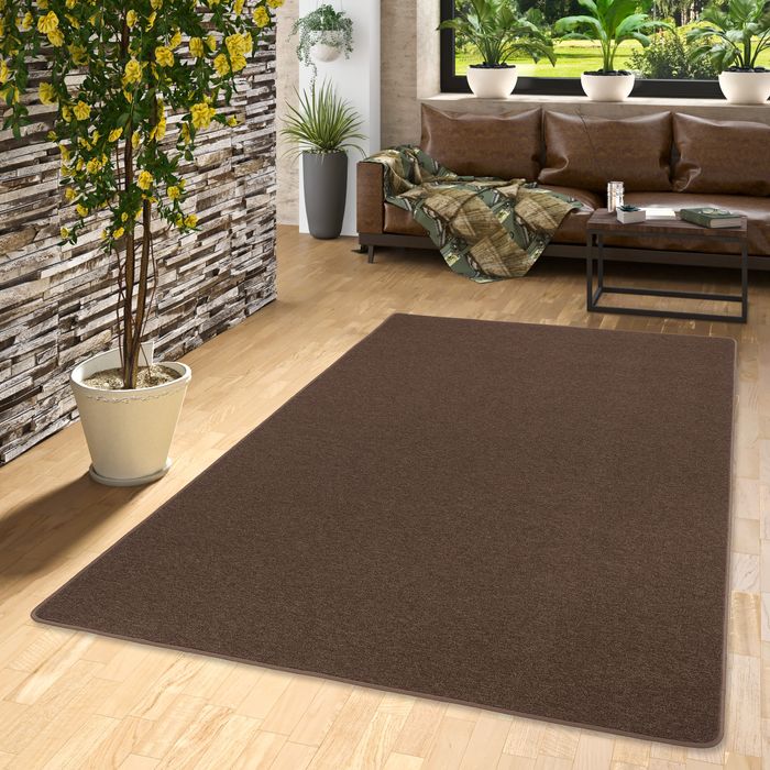 Feinschlingen Velour Teppich Strong Dunkelbraun