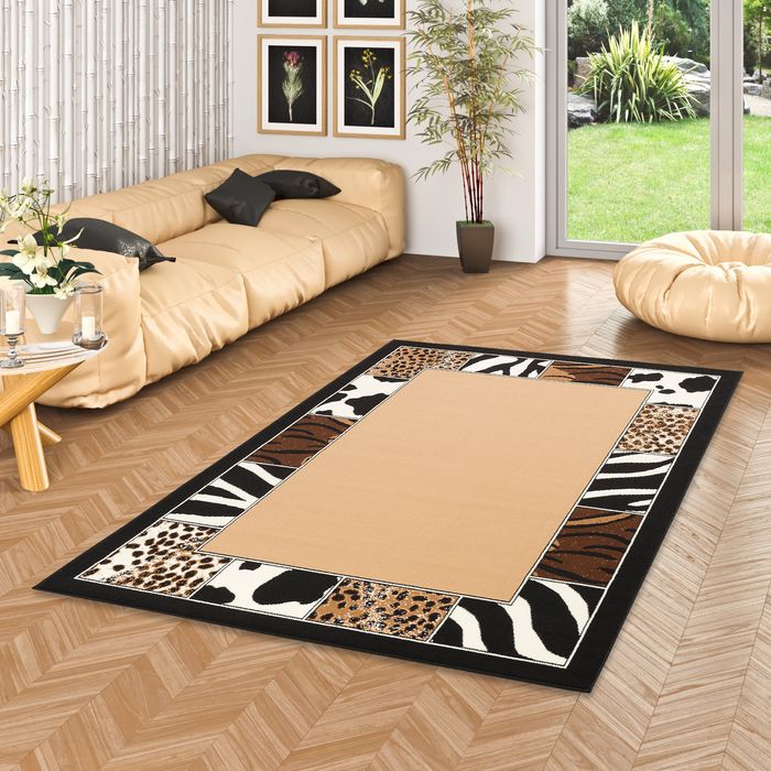 Trendline - Tapis moderne - motif avec bordure afrique - beige