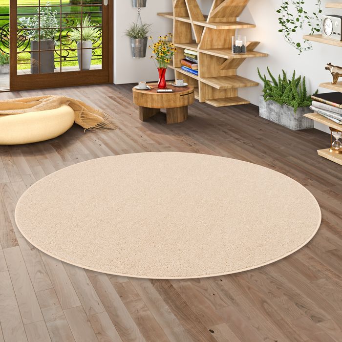 Cottage - Tapis Shaggy à poils longs rond - beige