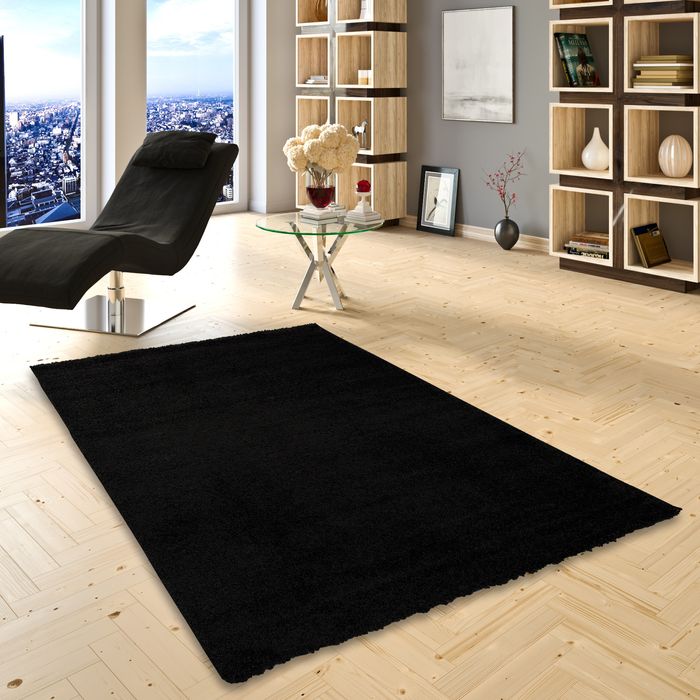 Hochflor Langflor Shaggy Teppich Aloha Schwarz