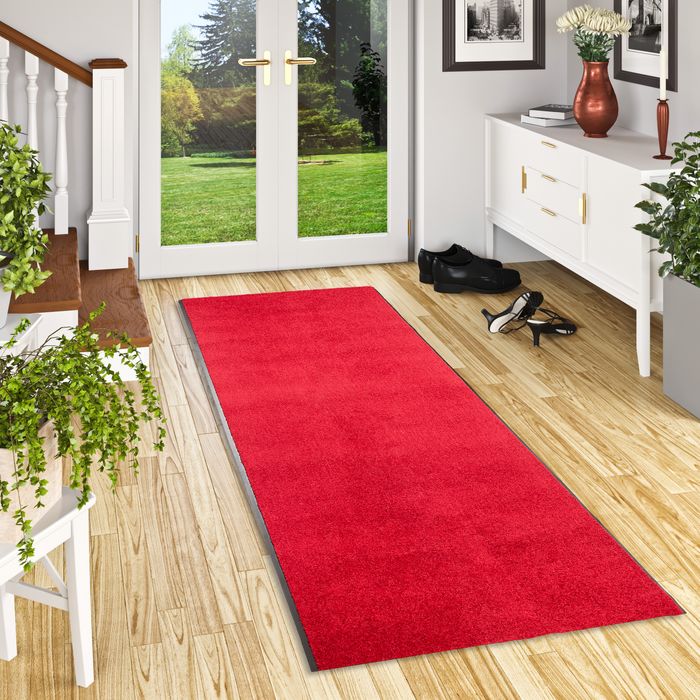 Läufer Proper Tex Uni Rot 90 cm Breite in 20 Größen