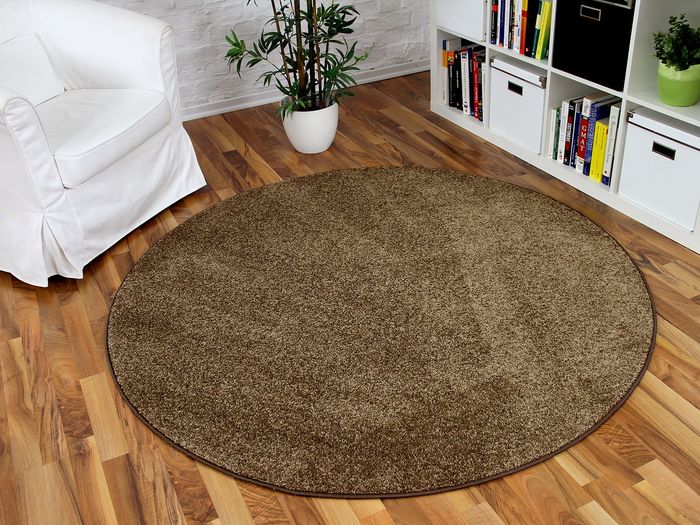 Hochflor Velours Teppich Triumph Karamell Rund in 7 Größen