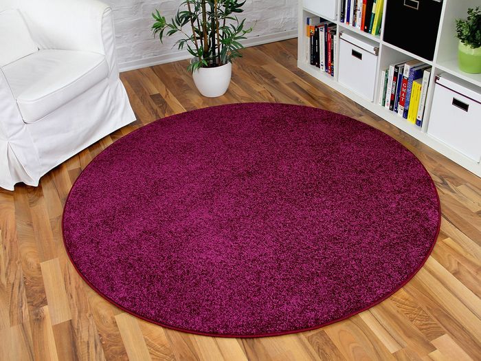 Hochflor Velours Teppich Triumph Lila Rund in 7 Größen
