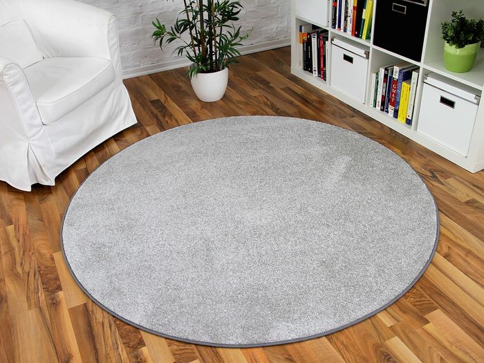 Hochflor Velours Teppich Triumph Hellgrau Rund in 7 Größen