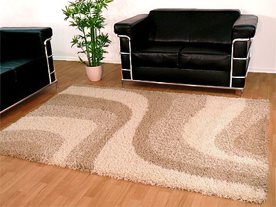 Hochflor Shaggy Designerteppich Lounge Beige Modern - ABVERKAUF