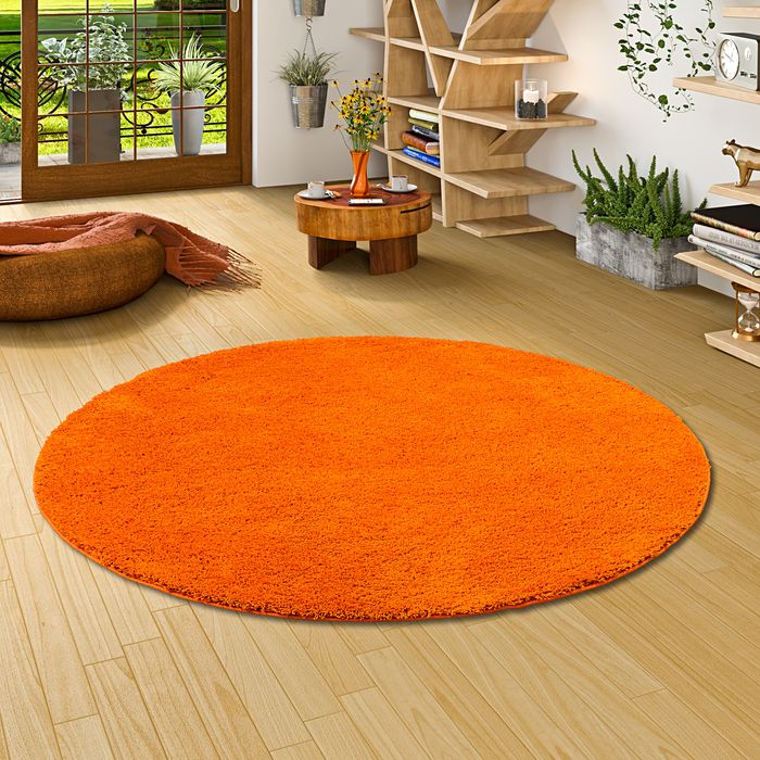 Palace - Tapis Shaggy à poils longs rond - orange