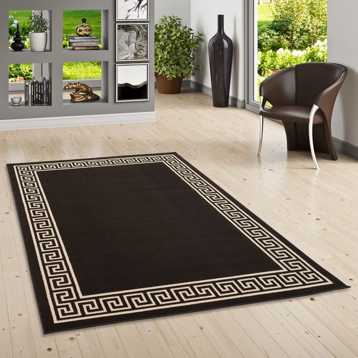 Trendline - Tapis moderne - motif avec bordure grecque - brun