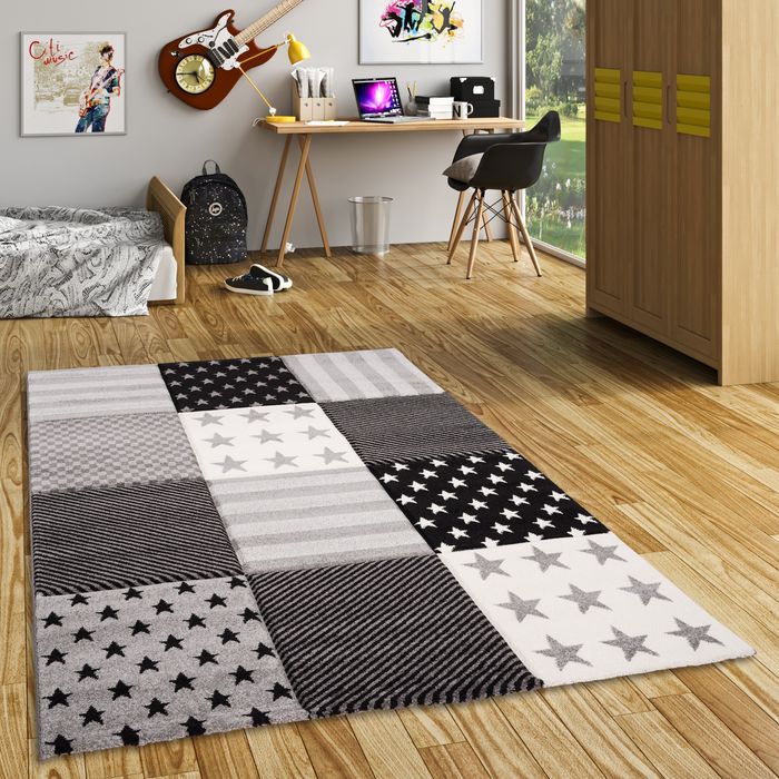 Kinder Teppich Maui Kids Grau Sterne