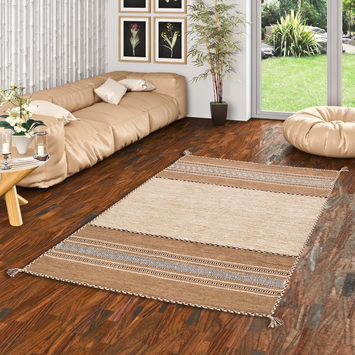 Navarro - Tapis kilim naturel - brun