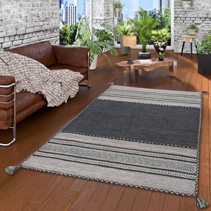 Navarro - Tapis kilim naturel - gris