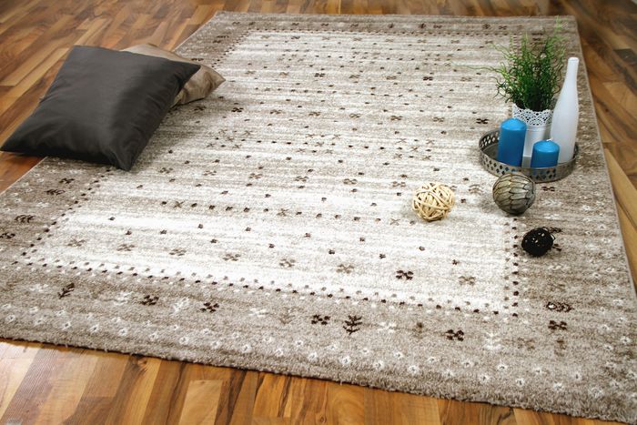 Faro - Tapis de designer - Gabbeh avec bordure - beige