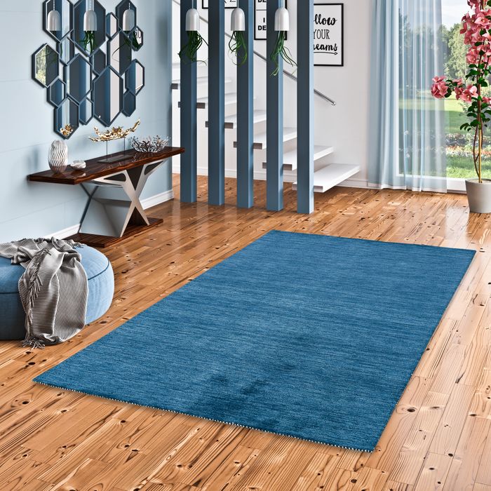 Natur Teppich Indo Gabbeh Ella Blau
