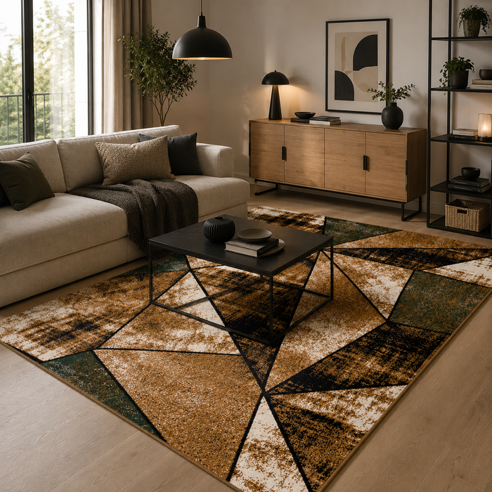 Designer Teppich Brilliant Beige Grün Magic