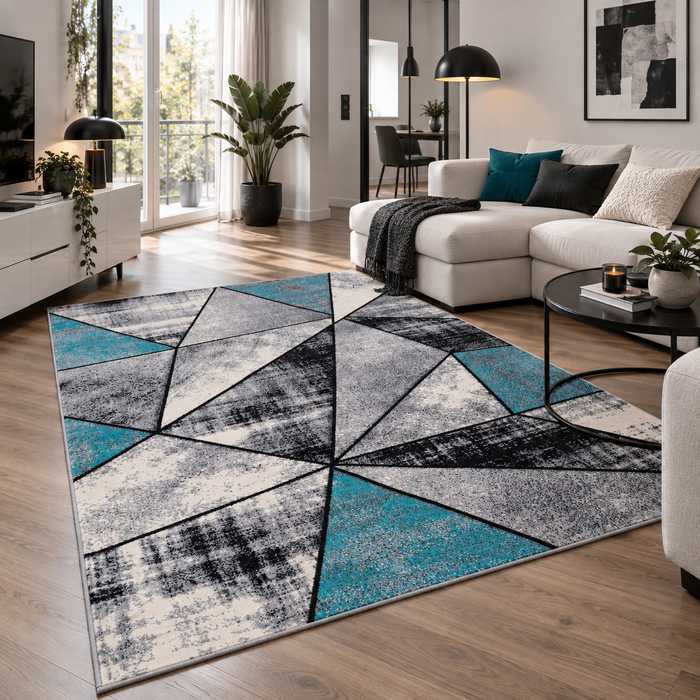 Tapis design Brilliant Gris Turquoise Magic