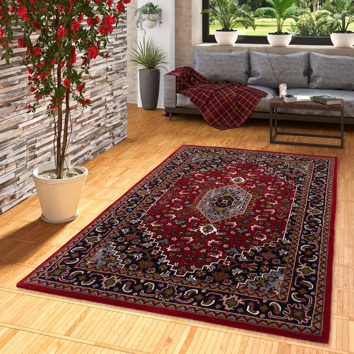 Natur Orientteppich Royal Rot Blau Bidjar