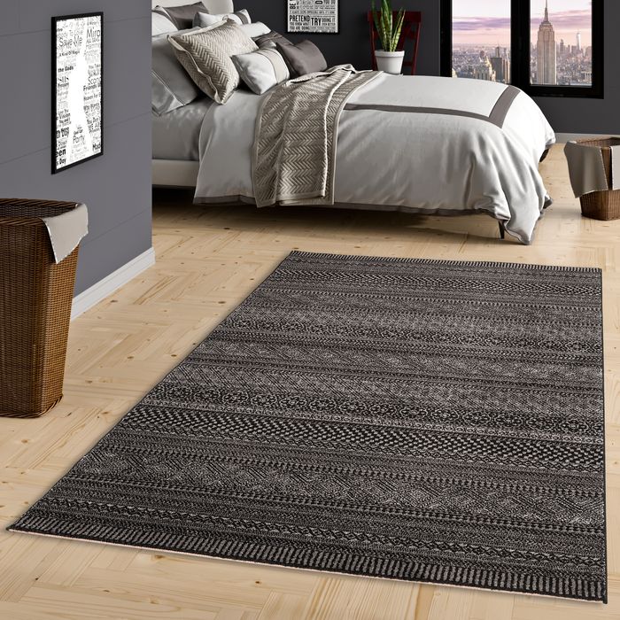 Sevilla - Tapis de designer - motif moderne tendance - anthracite noir