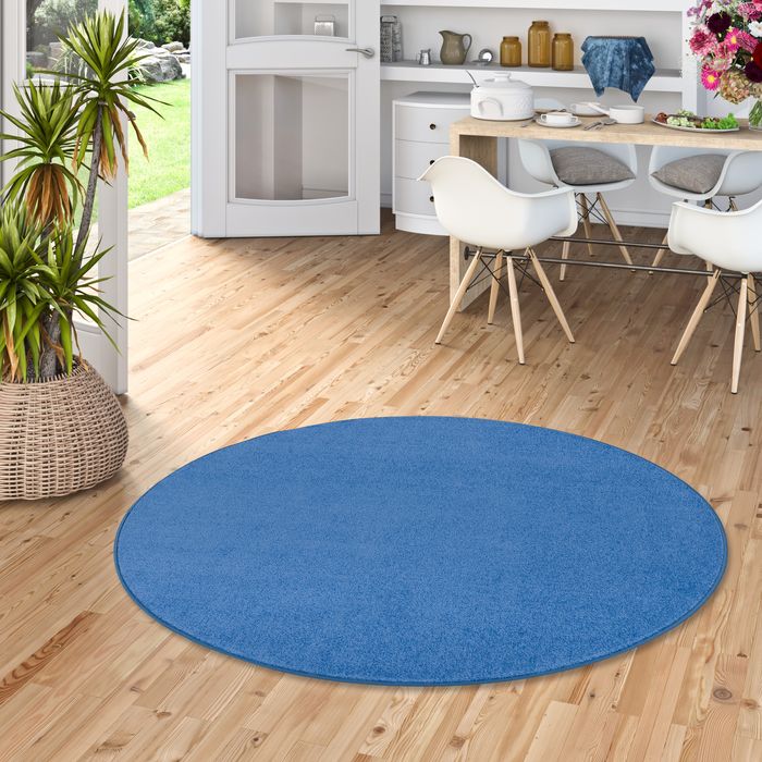 Tapis en Velours Joy Bleu Rond