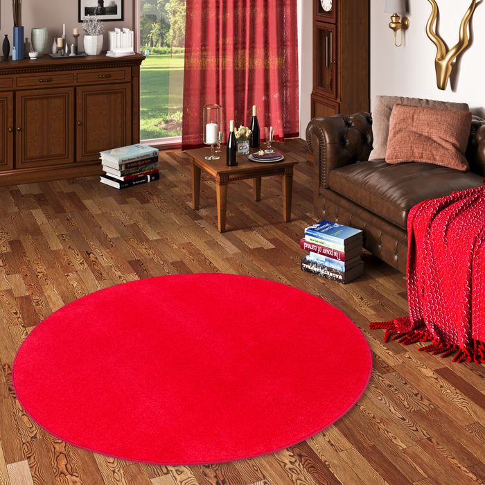 Tapis en Velours Joy Rouge Vif Rond