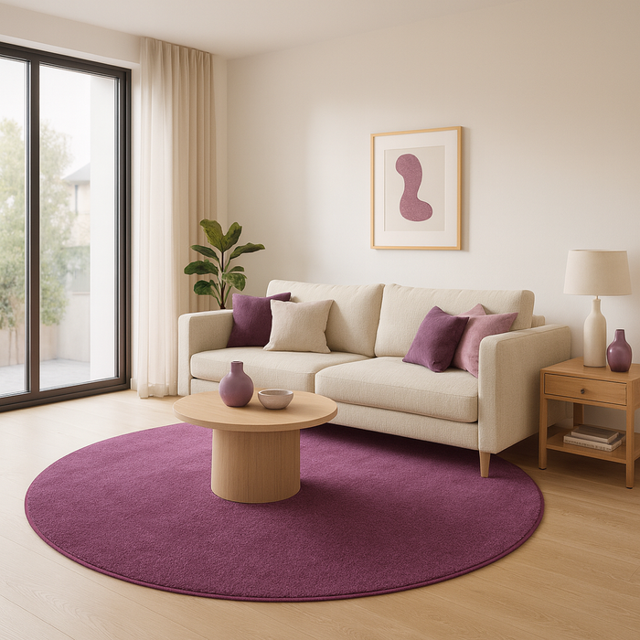 Tapis en Velours Joy Lilas Rond