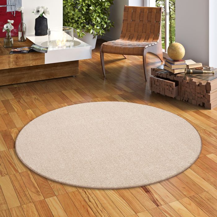 Belini - Tapis velours à poils hauts - Beige Mélange - Rond
