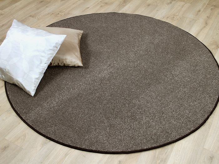 Hochflor Velours Teppich Belini Melange Braun Rund