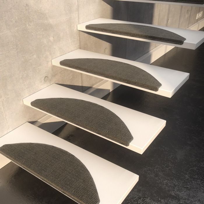 Sisal - Naturel tapis marche escalier - Rayures Anthracite