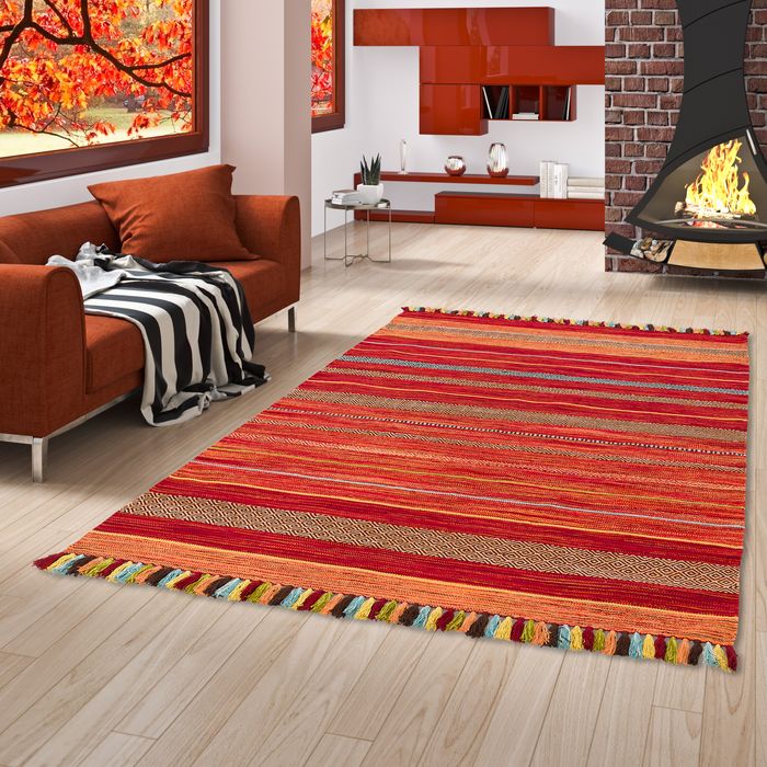 Kelim Kalleen - Tapis naturel - Rouge