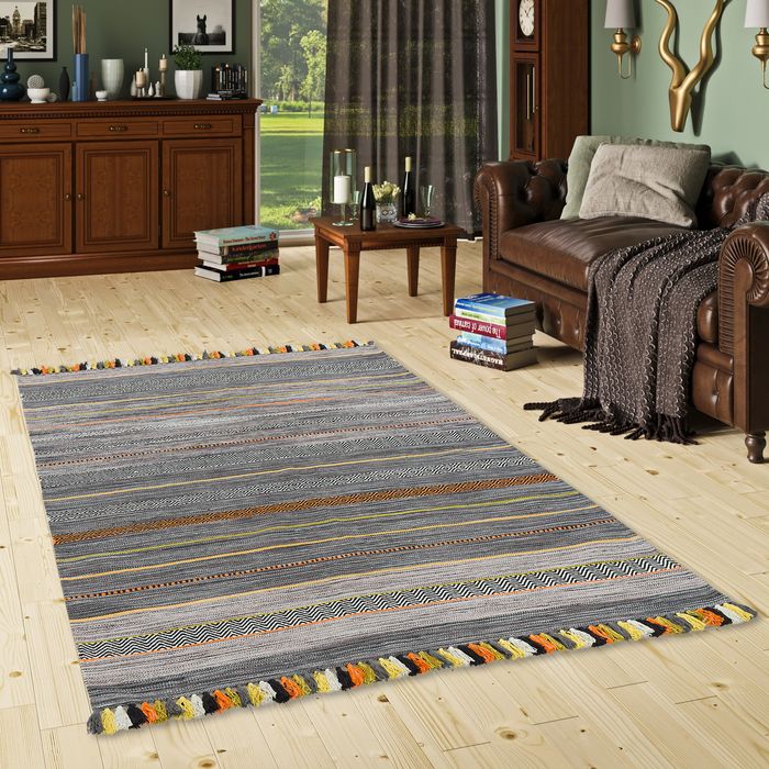 Kelim Kalleen - Tapis naturel - Anthracite